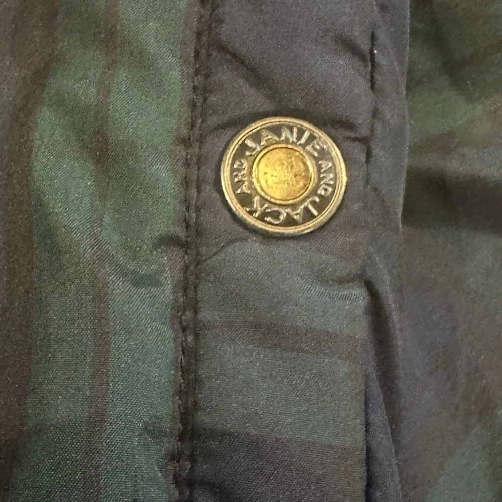 JANIE AND JACK Boys Plaid Blue & Green Lined Bomber Jacket Size 5/6 EUC